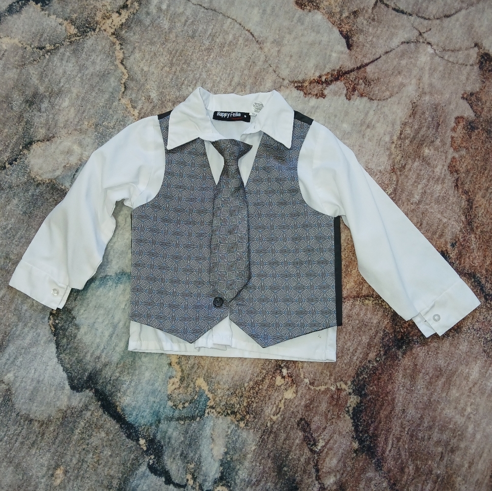 Stylish White and Gray Vest with Tie